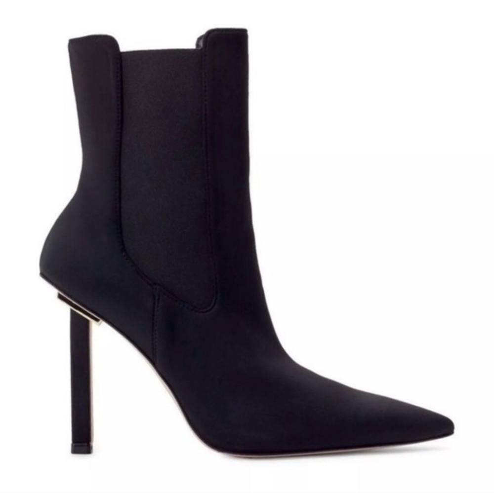 Good American High Kickstand Neoprene Bootie In Black Gold Accents size 9